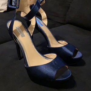 Blue satin heel